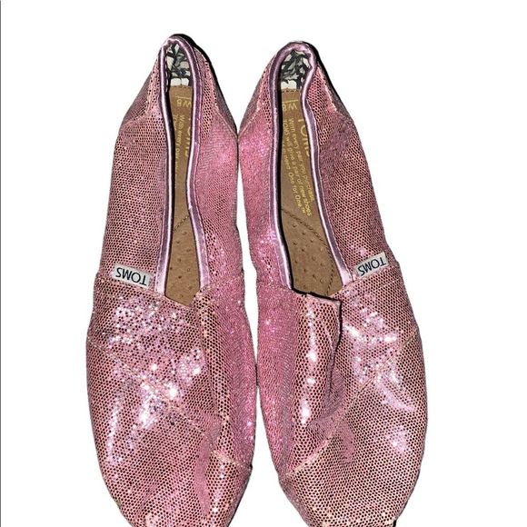 Slip Ons Pink Sparkle Toms Toms Shoes Toms Pink Glitter Shoes Size Poshmark